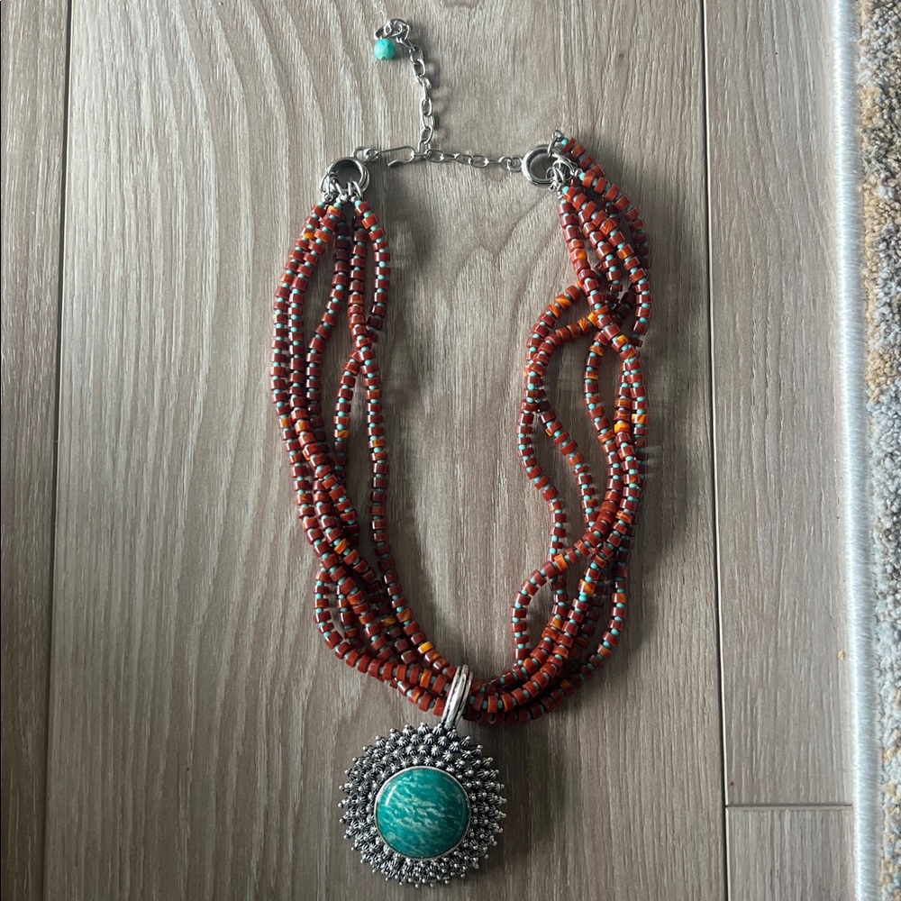 R.J. Graziano Pendant with Multicolor Beaded Necklace